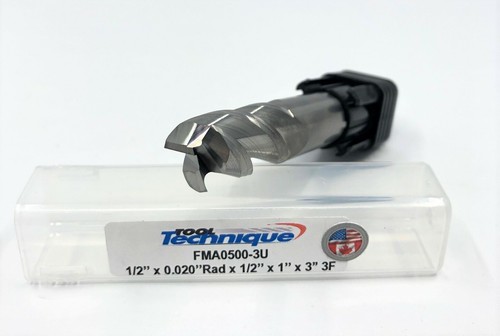 1/2" Carbide Endmill 3 Flute for Aluminum Finishing .020" Rad (CB3-M) - Picture 2 of 4