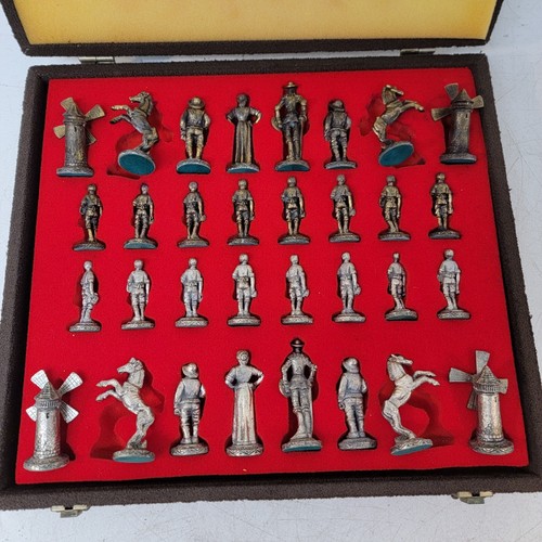 Juego de ajedrez vintage Italfama DON QUIJOTE piezas enchapadas en plata y bronce años 60 - Imagen 11 de 22