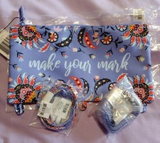 NEW VERA BRADLEY LOT 3  MURAL GARDEN WIDE LANYARD POUCH LAVENDER
