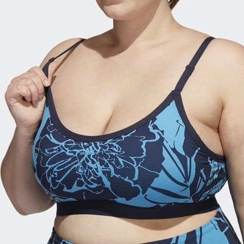 Adidas Women's Light-Support Flower-Print Bra, Craft Blue/Legend Ink - Picture 6 of 6