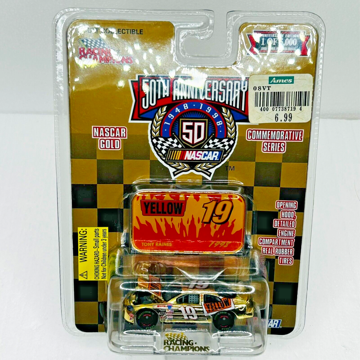 Racing Champions 1998 NASCAR Gold Tony Raines #19 Yellow 1/64 Die
