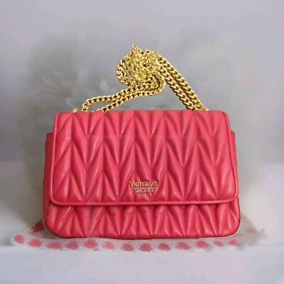 Y2K Victoria Secret Love Pink Crossbody Purse Clutch Quilted HTF Shoulder Bag 