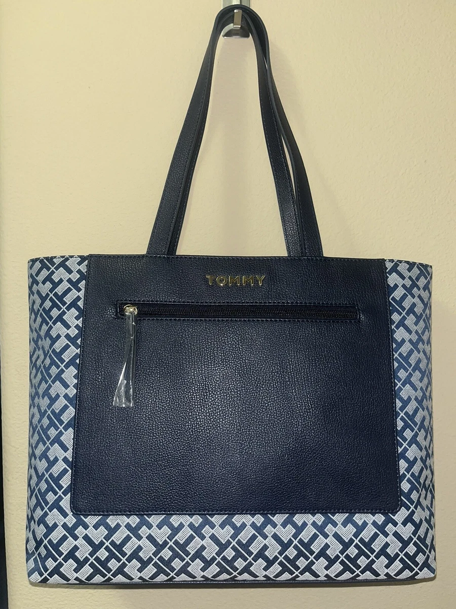 TOMMY HILFIGER Purse Navy Blue Canvas Logo | eBay