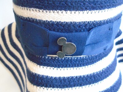 Disney Parks Navy Blue White Stripe Floppy Sun Hat Adult  display picture 2