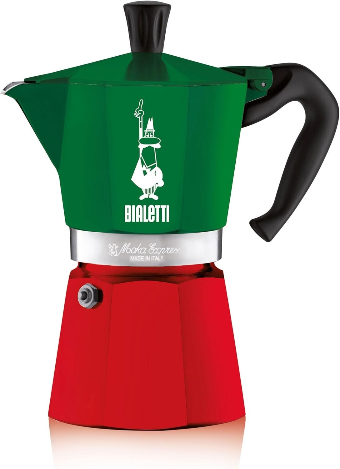 Bialetti Moka Express Tricolore, 6 Tazze (250 ml), Alluminio (No Induzione)