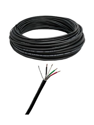 22 AWG 4 Conductor Stranded Shielded Plenum Cable Black CL3P Jacket for Secur...