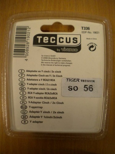 Teccus by Vivanco Audio Y Adapter Cinch Stecker - 2x Cinch Buchse* so56 - Bild 2 von 4