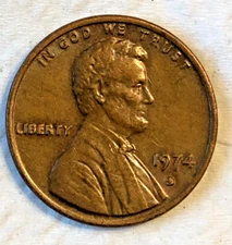 1974 S Lincoln Memorial Cent RPM Error Variety