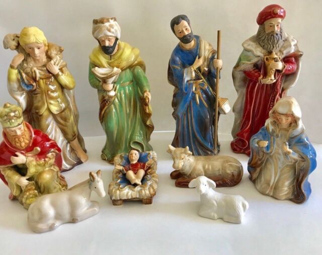 10 Piece Ceramic Nativity Set eBay