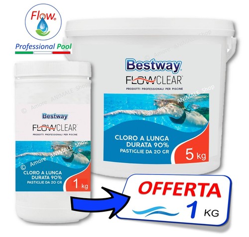 Bestway CLORO Lunga Durata 90% da 20 gr  → 1 / 5 Kg  Tricloro per Acqua Piscina - Foto 2 di 3