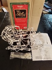1996 Brite Star Illuminated Sleigh Lighted Mini Wire Christmas Sculpture In Box