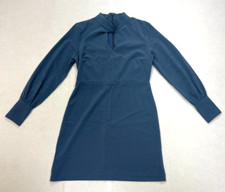 Banana Republic Womens Blue Long Sleeve Mock Neck Sheath Mini Dress 0 Petite