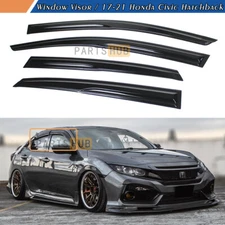 For 2017-2021 Honda Civic Hatchback JDM Mugen Style Window Visors Rain Guards