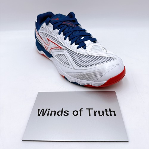 Zapatos Tenis de Mesa Mizuno WAVE MEDAL 7 ANCHO 81GA241501 Blanco/Rojo/Azul Marino Nuevos - Imagen 19 de 24