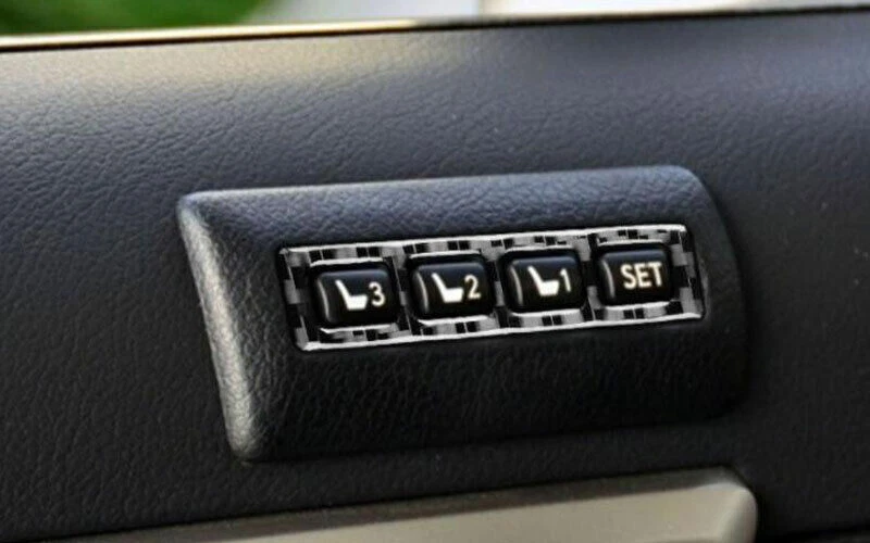 Cubierta de interruptor de botón de memoria de asiento para Lexus CT200h 11-2013 fibra de carbono real Foto 2 de 4
