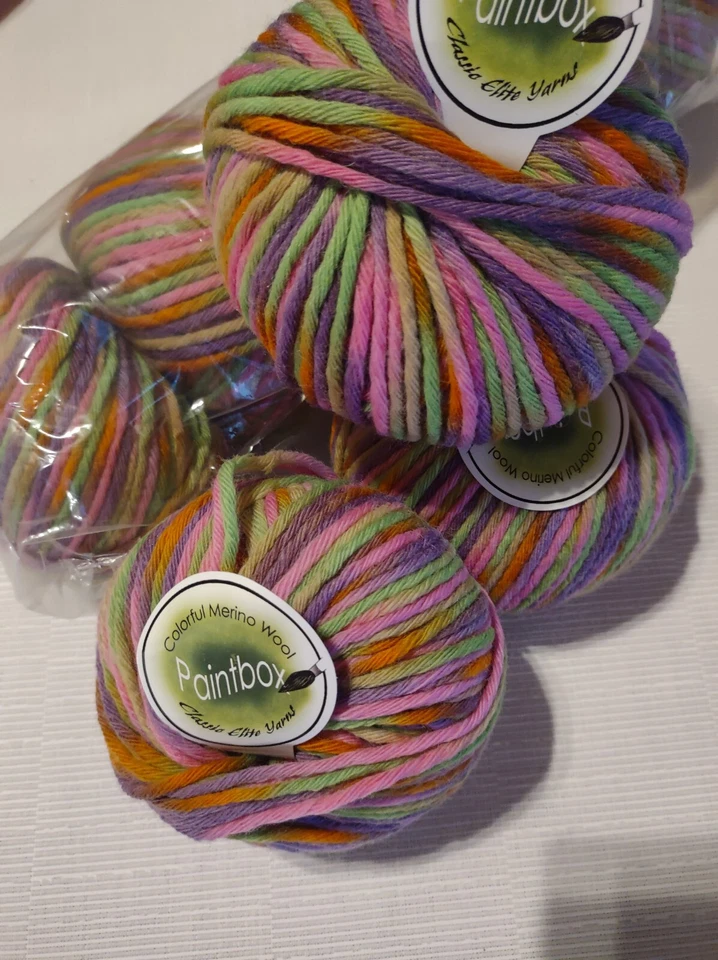 Caja de pintura multicolor #6854 100% lana merino hilo 8 bolas 109 yardas 100 gramos. Foto 4 de 4