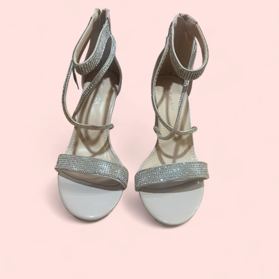 TOP Moda Taupe Formal Women's Ankle Strap High Heel Open Toe Sandal Shoes Size 8 - Image 2 of 4