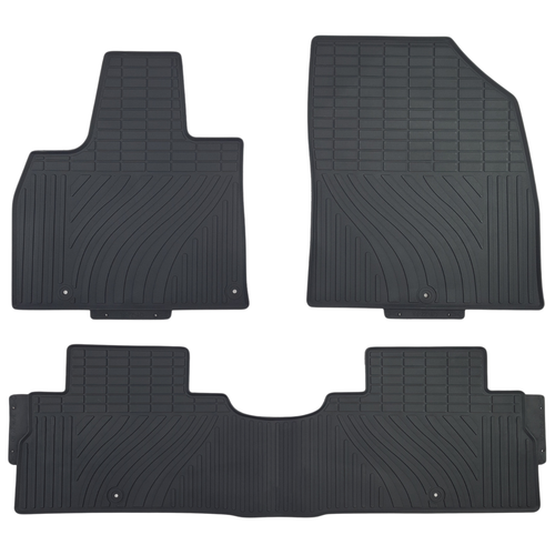 Floor mats for KIA TELLURIDE 2020-2024 All Weather Rubber Set Black Anti-slip - Picture 3 of 9
