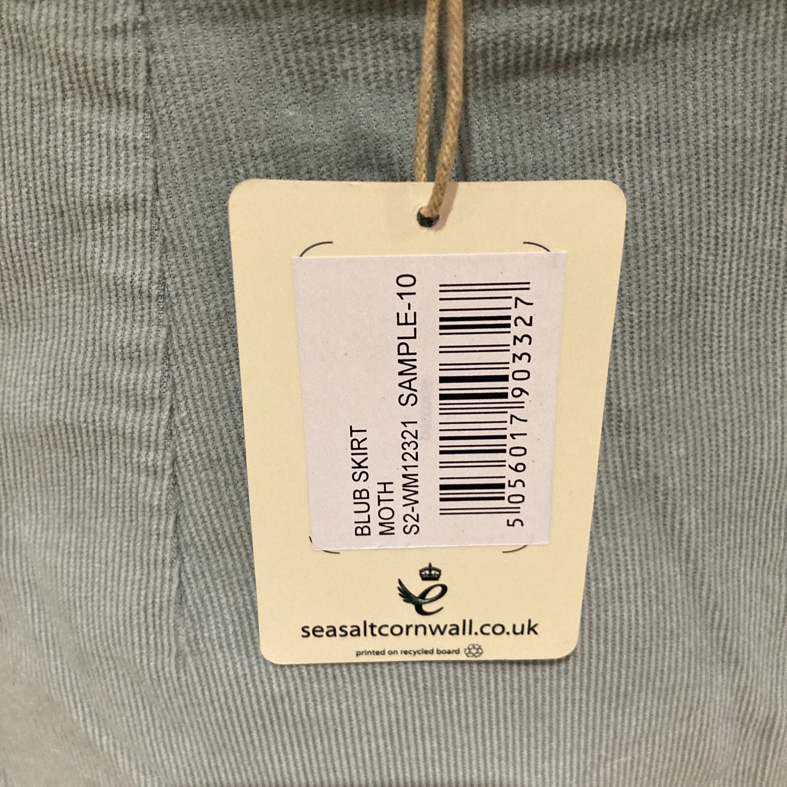 Seasalt Eau de Nil "Blub" Fine Needlecord Cotton Skirt, Size 10 UK, BNWT 5
