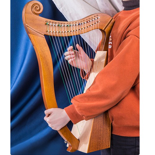 19 String Lyre Irish Harp Solid Wood Veneer Lyre Stringed Lever Harps Instrument - Picture 2 of 12