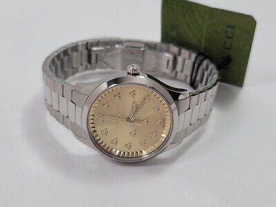 Gucci G-Timeless SWISS Quartz Gold Dial Stainless Steel