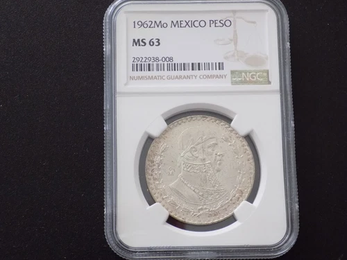 Mexico 1962 Un Silver Peso NGC MS63.