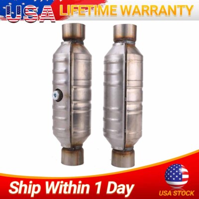 Fits Ford F-150 5.4L 5.0L V8 2.5'' Inlet Outlet Catalytic Converter + Heat Shield