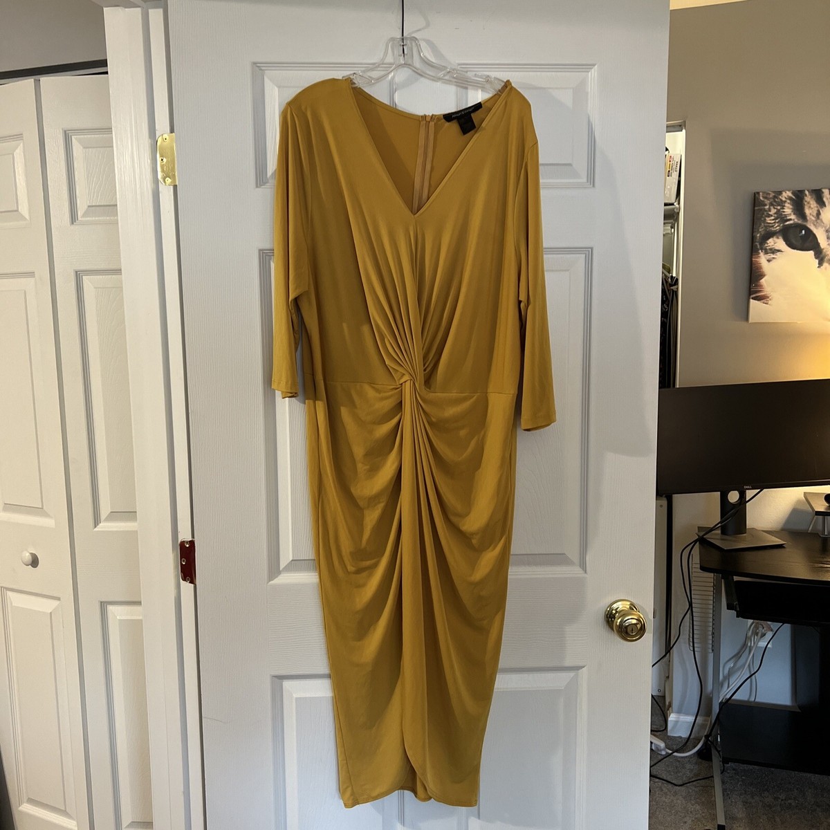 Mustard Ashley Stewart polyester dress