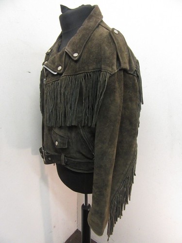 RARE VINTAGE SCHOTT PERFECTO FRINGED LEATHER MOTORCYCLE JACKET SIZE 46 OR XL - Picture 5 of 19