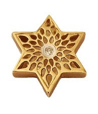 Jewish 14k Gold Thick Star of David White CZ Stone Pendant 2.35g-20mm x 20mm #36