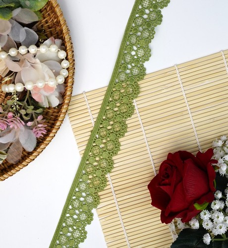 FCL 35 mm Wide 2 yrd  Flower Lace Trim Multicolor Guipure Ideal Embellish Sewing - Picture 37 of 102