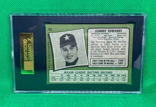 1971 TOPPS JOHNNY EDWARDS #44 SGC 86 NEAR MINT+ 7.5 ASTROS - 第 2/2 張圖片