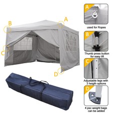 3x3m Heavy Duty Waterproof Pop Up Gazebo Garden Party Canopy Tent with 4 Sides