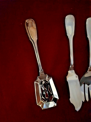 4 Couverts à Hors-d'œuvre Orfèvrerie CBI Modèle Filet Albi – Métal Argenté, Très Bon état