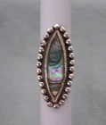 Vintage Sterling Silver Ring With Abalone Oval Stone Signed Sterling Sz 5