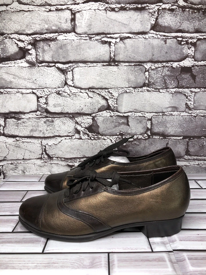 Munro American Ascot 青铜皮革帽头花边牛津鞋女式 6.5M 码美国/37EU — 第 2/4 张图片