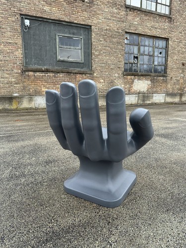 Dark Gray left HAND SHAPED CHAIR 32" tall adult size 70's Retro iCarly NEW - Picture 2 of 10