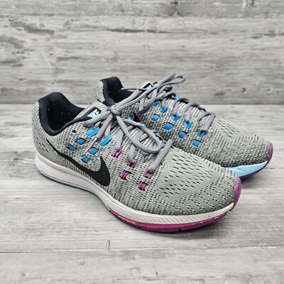 Nike Womens Air Zoom Structure 19 Gray Running Athletic Shoes Size 9 Low Top