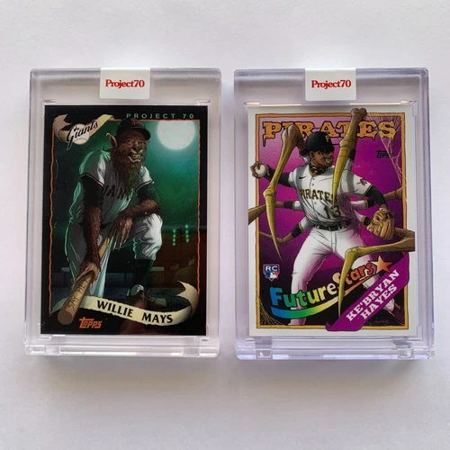 Topps Project70 #176 Willie Mays & #131 Ke'Bryan Hayes, Designed by Alex Pardee!