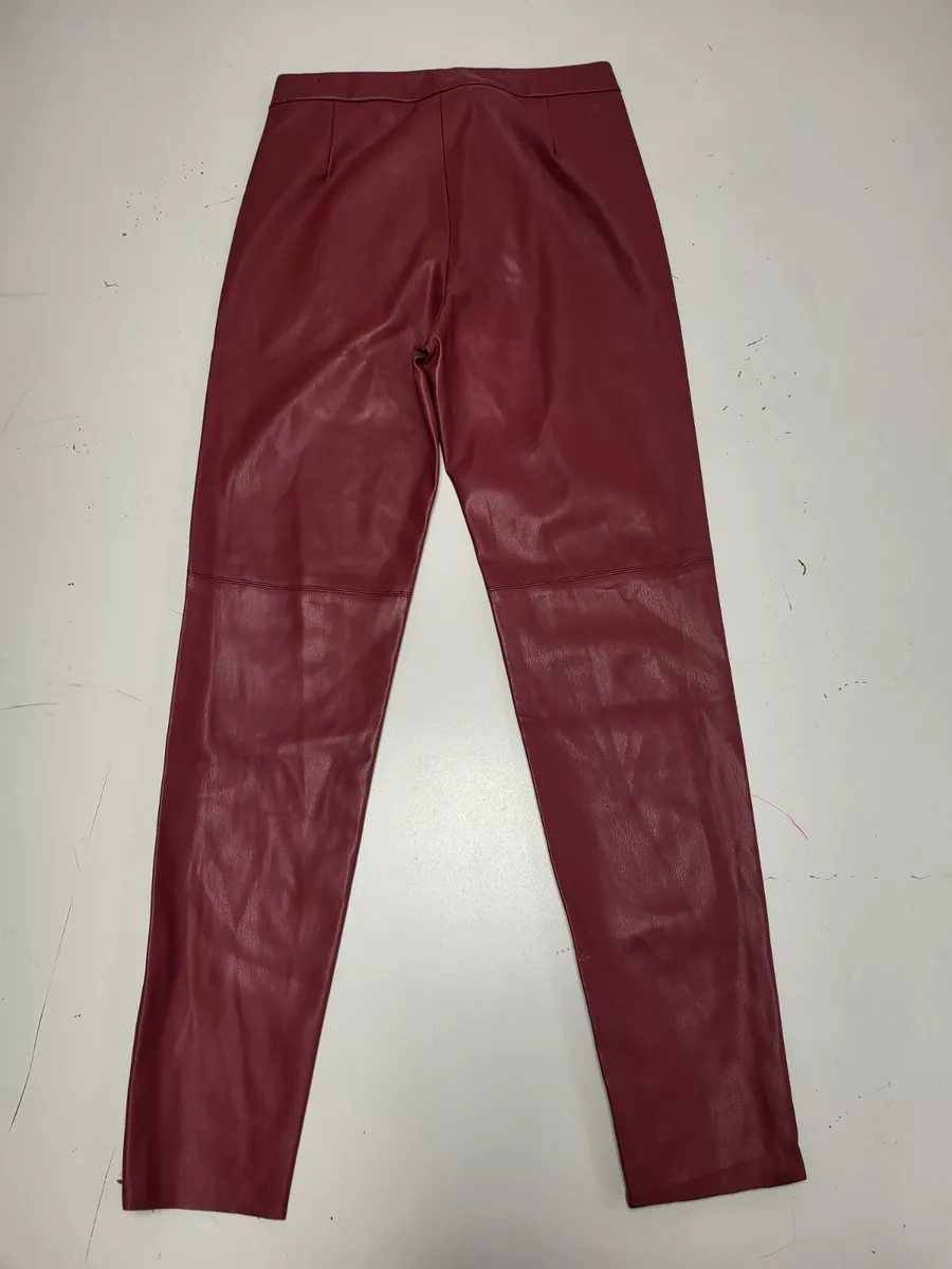 Red leather cheap pants zara