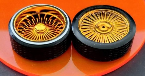HOPPIN HYDROS! 1/18 SUPER SPOKES GOLD LOWRIDER Rims OCTOS K/O & LOW PRO WW Tire - Picture 7 of 8