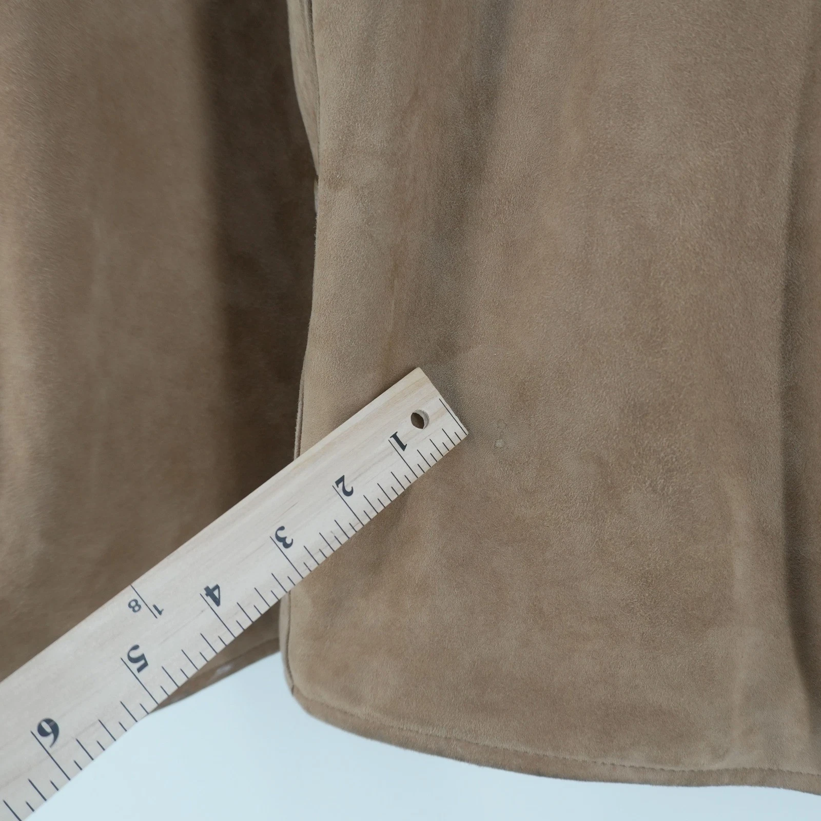 Brooks Brothers 346 Suede Jacket Mens XL Tan Genuine Leather Button Front Coat image 14