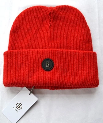 BOGNER MÜTZE GUSTAV WOLLMÜTZE HERREN 10% KASCHMIR ROT B-LOGO UVP 120 € NEU