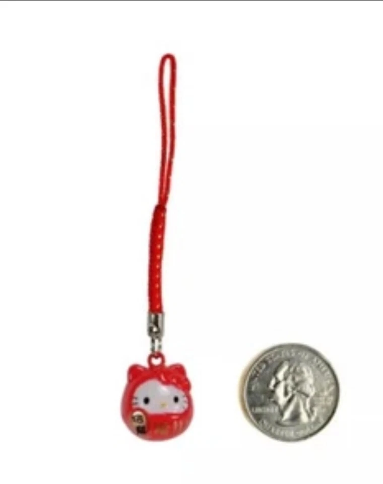 Sanrio Hello Kitty Japanese Brass Bells Phone Charm Strap Kawaii Red Gold Fish - Image 3 of 3