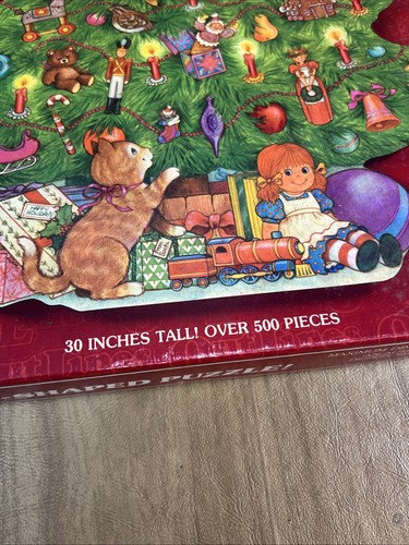 Complete Vintage Springbok TREE SHAPED Puzzle Outlines Christmas 500+ Pcs 30” - Bild 2 von 6