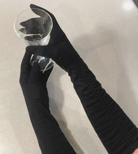 Vintage 50- 60's, Women's Formal/Cocktail Length, Black Nylon Gloves, Size 6 1/2