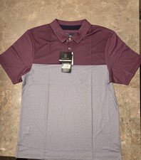 PGA Tour Mens Polo Golf Shirt Airflux Grape Birdseye Block Gray Size Small S NWT