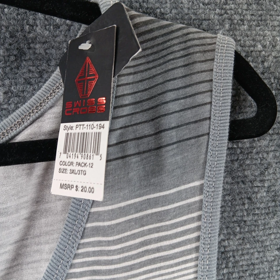 Camiseta sin mangas Swiss Cross 3XL para hombre beige a rayas horizontales algodón entrenamiento atlético Foto 4 de 4