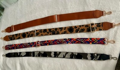 Set of 4 Adjustable Replacement Handbag Shoulder Straps Leopard Print Multicolor