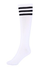 Womens White Knee High Socks with Black Stripes